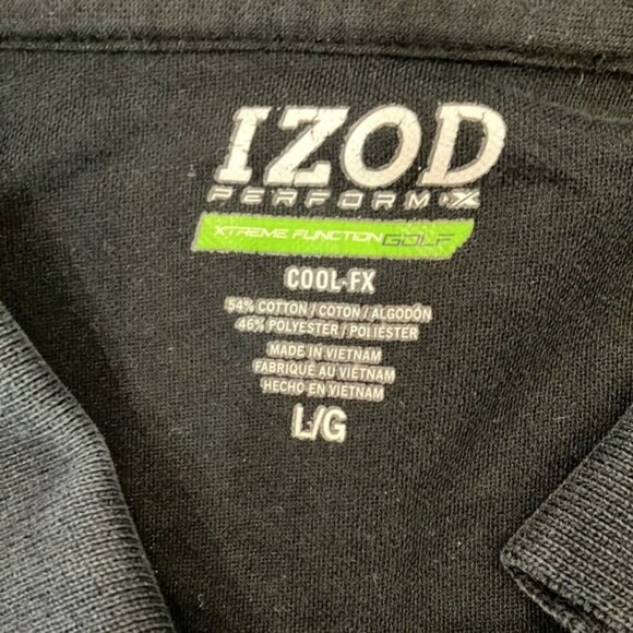IZOD mens large golf short sleeve  Black Polo Shirt with Geometric Design - Picture 2 of 12